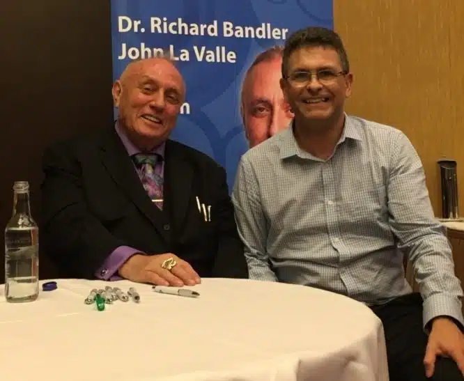 Chris Meaden with Dr Richard Bandler, co-creator of NLP.