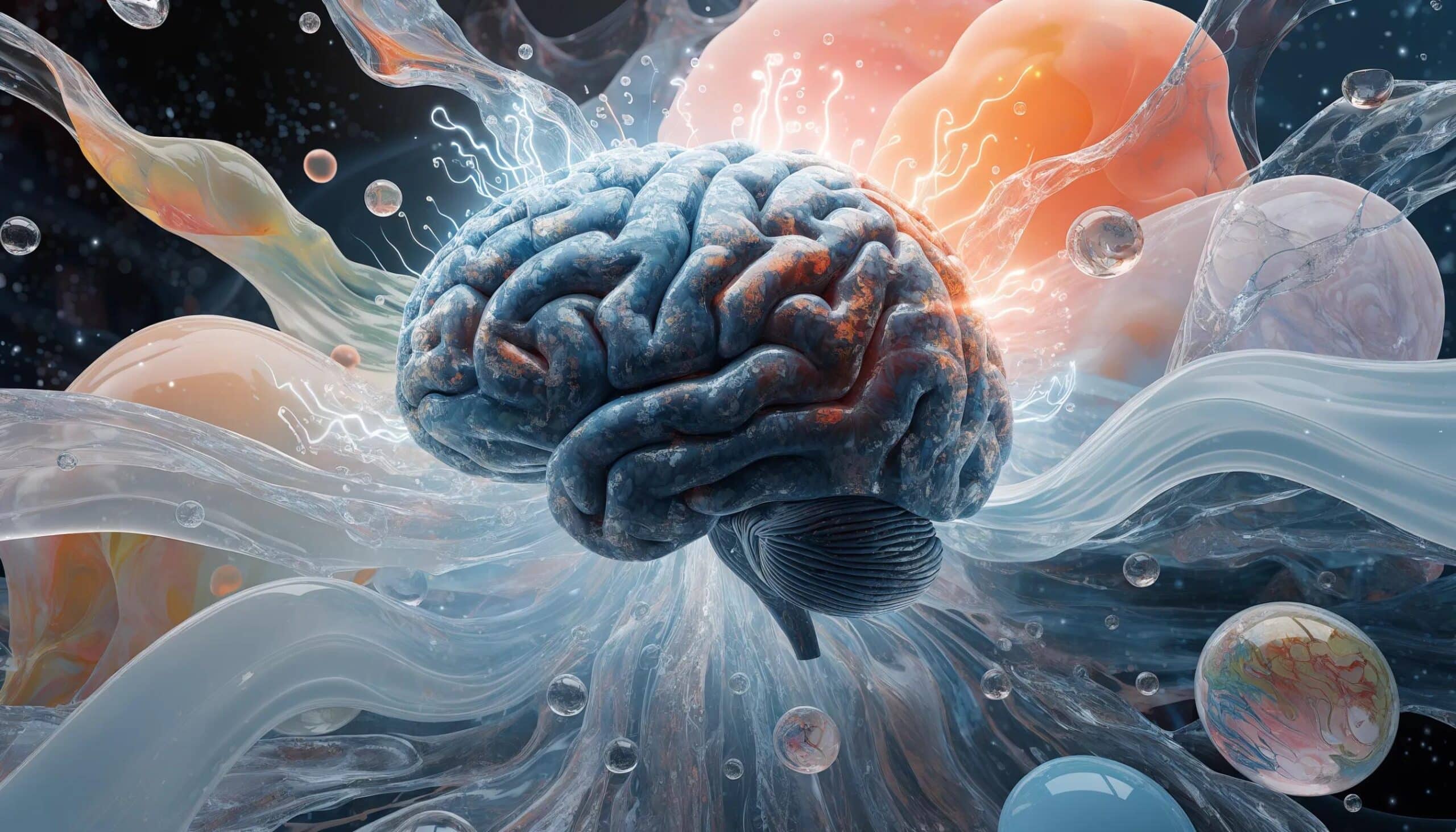 Illustration of brain activity showing calming delta wave patterns