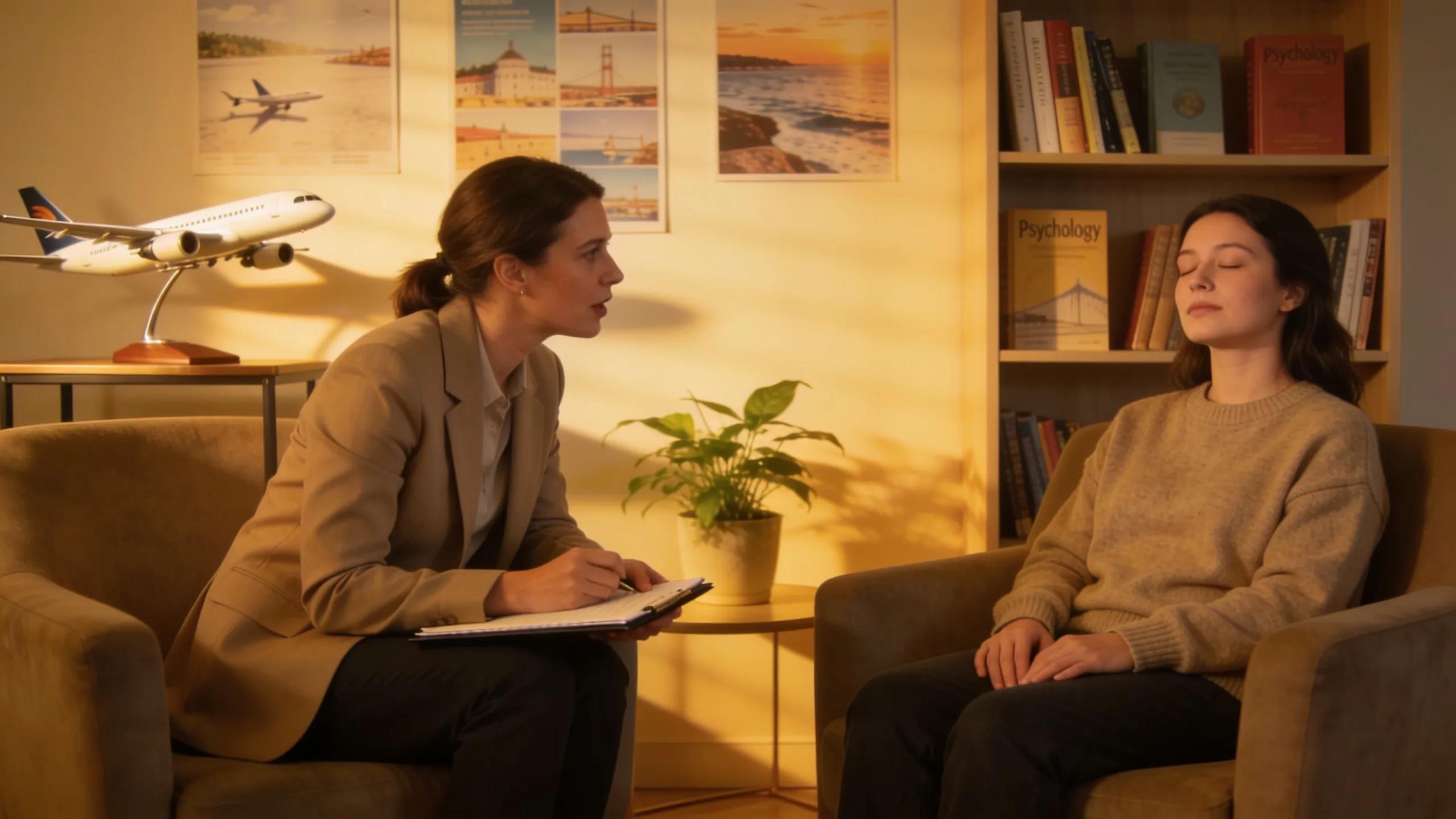 Therapist conducting a hypnotherapy session to treat fear of flying